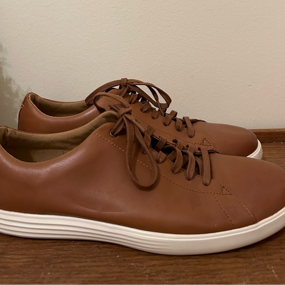 Cole Haan Mens Grand Crosscourt Sneakers Tan Leather Burnish Size 10
